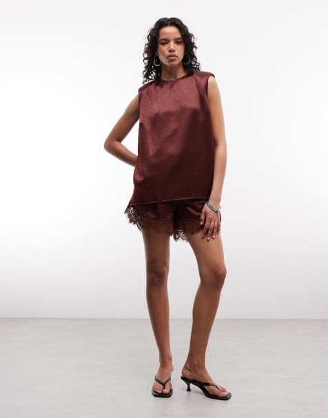 ASOS DESIGN tailored woven oversized tee in brown