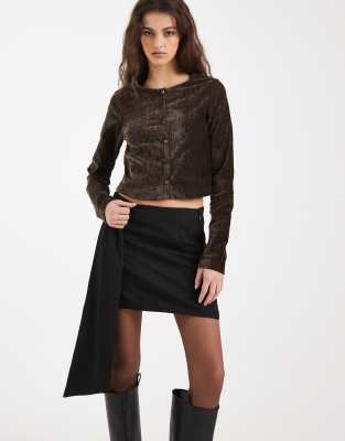 Asos Design Tailored Wrap Mini Skirt In Blue