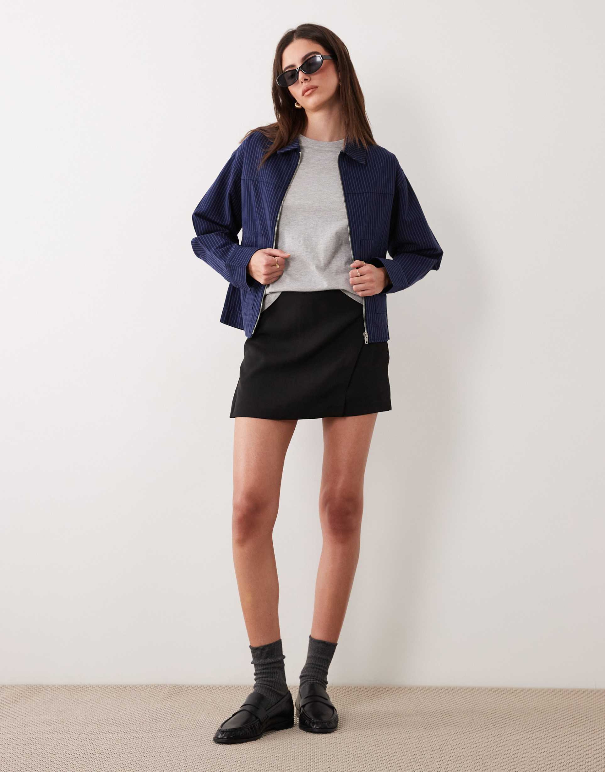 asos design tailored wrap mini skort in black