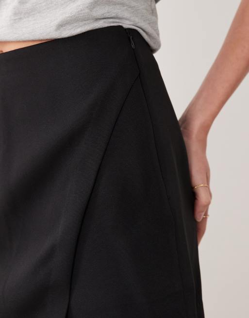 ASOS DESIGN tailored wrap mini skort in black, 4 of 5