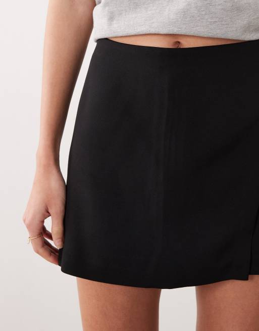 ASOS DESIGN tailored wrap mini skort in black, 5 of 5