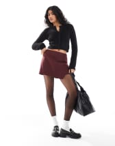 Bershka Tailored mini skirt with bows in grey