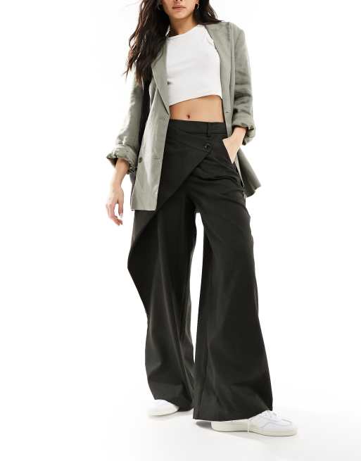 ASOS DESIGN tailored wrap pants in gray