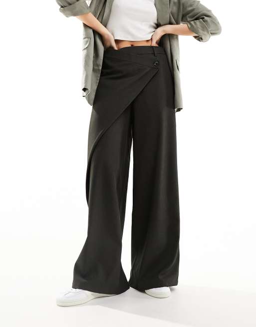 ASOS DESIGN premium modal double layer slim flare pants in gray