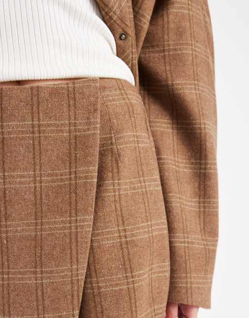 ASOS DESIGN tailored wrap skort in brushed plaid - part of a set, 4 of 4
