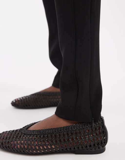 ASOS DESIGN tailored zip ankle leggings with side stripe detailing in black, 5 of 5