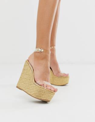 ASOS DESIGN Takeover clear wedges-Gold