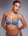 [ASOS DESIGN] ASOS DESIGN Talia strappy lace underwired bra in dusty blue 36C Dusty blue