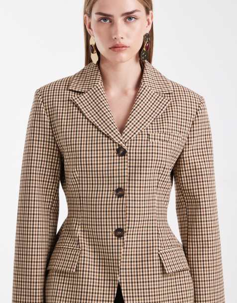 ASOS DESIGN cinch moulded hip blazer co ord in micro check