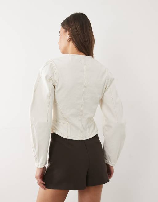 ASOS DESIGN – Taliowana kurtka z obszernymi rękawami, w kolorze ecru, 4 z 4