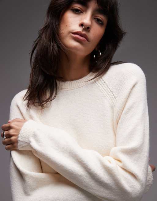 ASOS DESIGN – Taliowany sweter z puszystej dzianiny w kolorze écru, 3 z 4