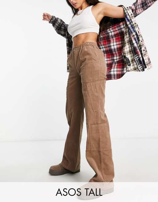 ASOS DESIGN Tall 00s cargo pants in mushroom cord ASOS