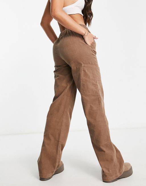 Noisy May cargo pants with pocket details in sage