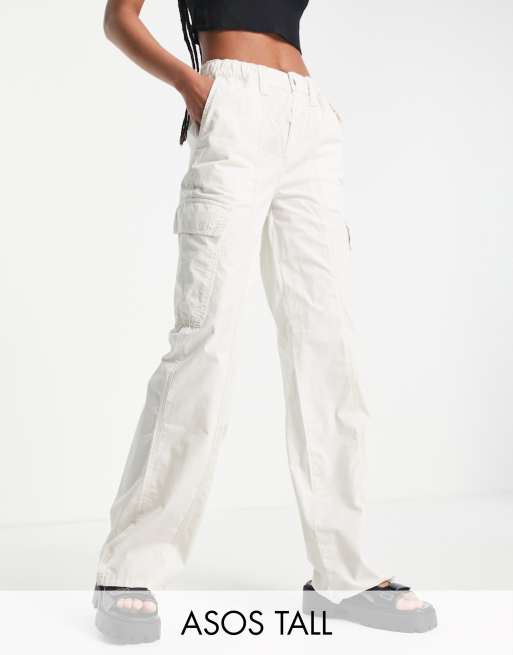 ASOS DESIGN 00's low rise cargo pants in white