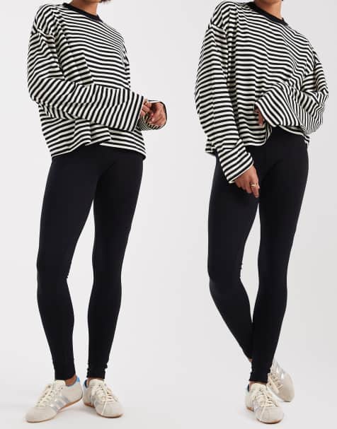 ASOS DESIGN Tall 2 pack basic jersey leggings in black - view 1