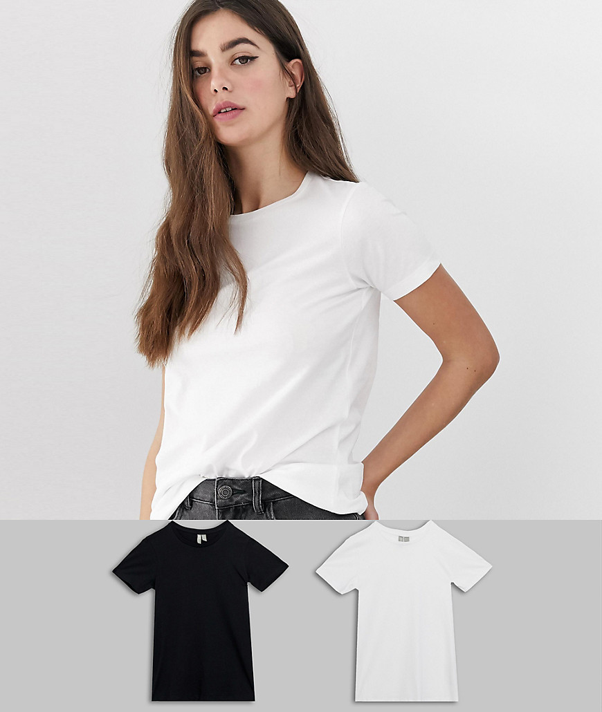 ASOS DESIGN Tall – 2-pack enfärgade t-shirtar med rund halsringning – SPARA-Flerfärgad