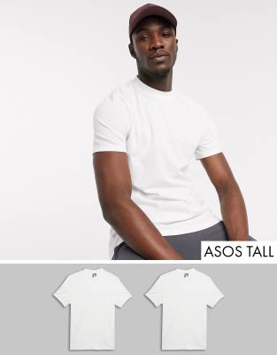 ASOS DESIGN Tall 2 pack organic t-shirt with crew neck-White