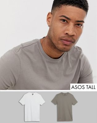 ASOS DESIGN Tall – 2-pack t-shirt i ekologiskt material med rund halsringning – Spara-Flerfärgad