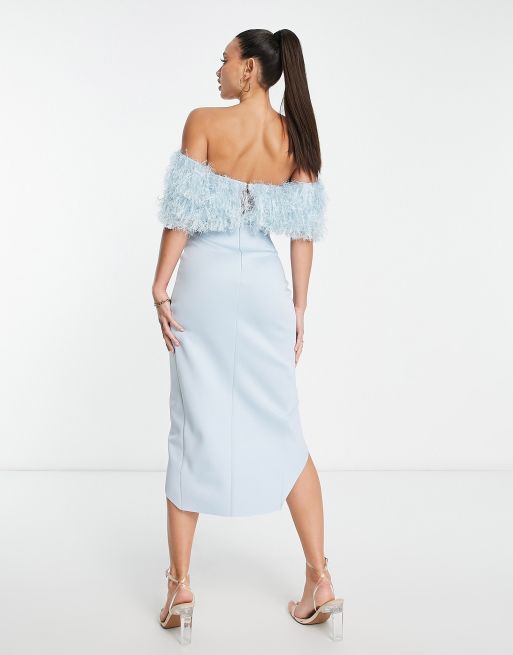 ASOS DESIGN Maternity faux feather top bandeau midi dress