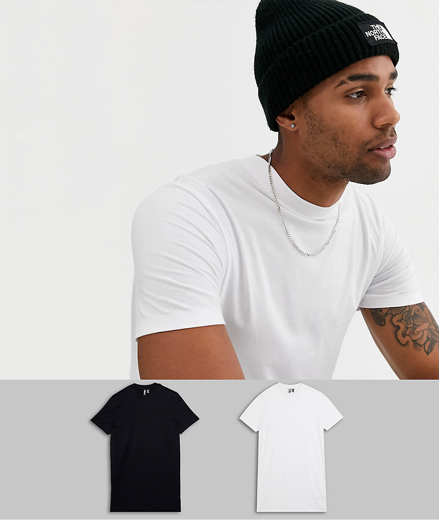 ASOS DESIGN Tall – 2-rabatpakke super longline T-shirt-Multifarvet