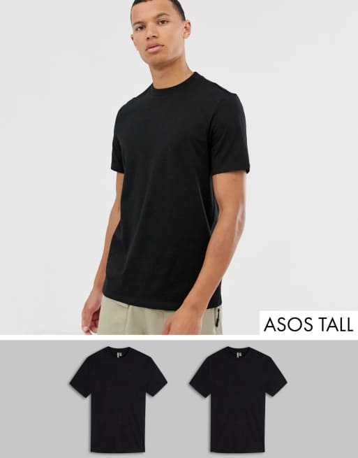 ASOS DESIGN Tall – 2er-Pack T-Shirts mit Rundhalsausschnitt - BLACK