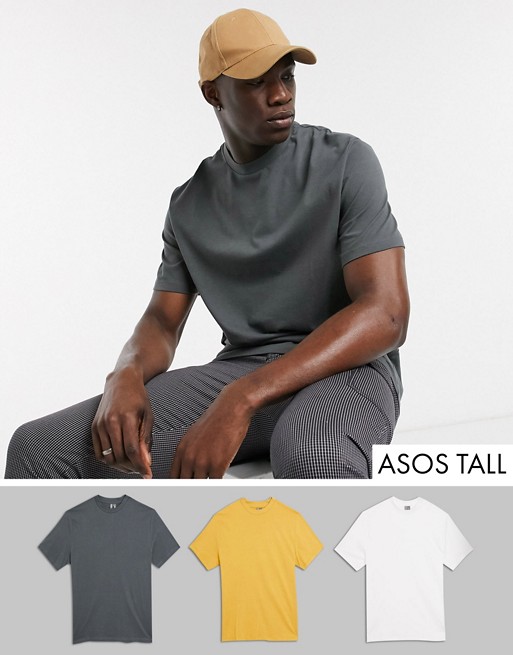 ASOS DESIGN Tall 3 pack organic relaxed t-shirt save
