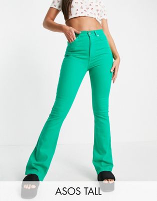 ASOS DESIGN Tall 70's flare jean in green