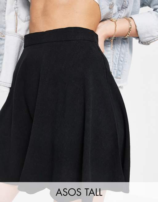 Basic Solid Black High Waisted Flippy Skirt