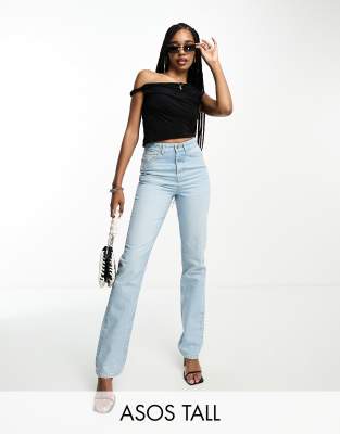 ASOS DESIGN 90s straight jean with single knee rip in blue