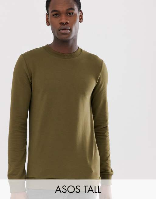 ASOS DESIGN Tall - Aansluitend sweatshirt in donkerkaki