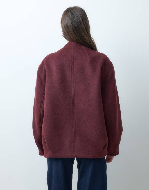ASOS DESIGN Tall - abrigo formal corto con cuello cascada en burdeos, 4 de 4