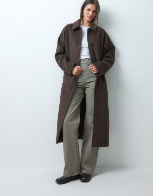 ASOS DESIGN Tall - abrigo largo tipo car coat con lana en chocolate oscuro, 1 de 4