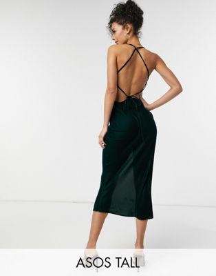 ASOS DESIGN Tall – Aksamitna sukienka na ozdobnych ramiączkach | ASOS