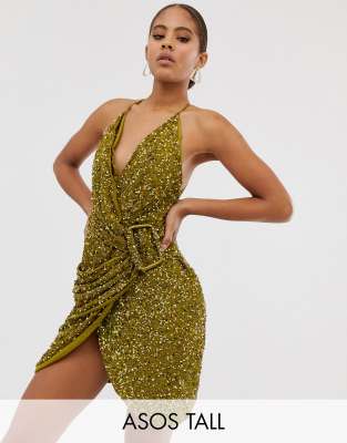 green sequin dress asos