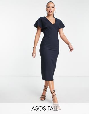 Asos design angel sleeve midi hot sale pencil dress