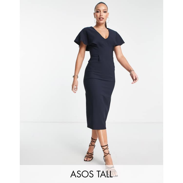 Asos design angel sleeve midi hot sale pencil dress