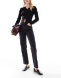 [ASOS Tall] ASOS DESIGN Tall ankle grazer straight leg jeans in black W36 L36 Clean black