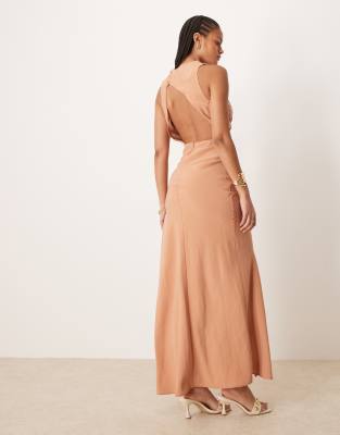 Asos Tall Asos Design Tall Asymmetric Neckline Maxi Dress With Hardware Trim