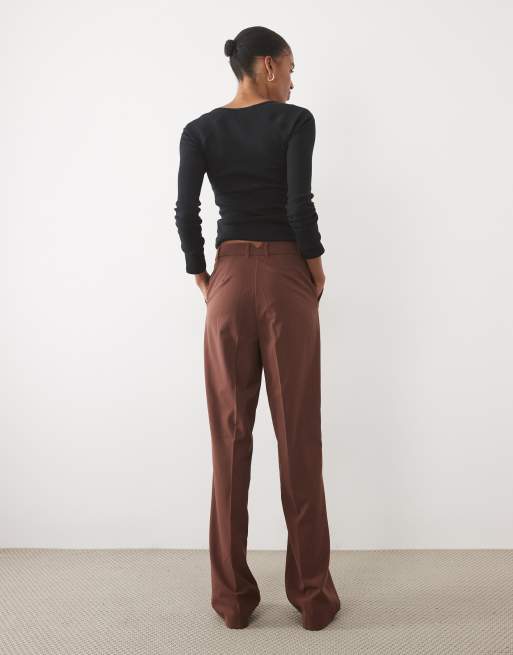 ASOS DESIGN Tall avslappnade raka byxor i chokladbrun, 3 av 5