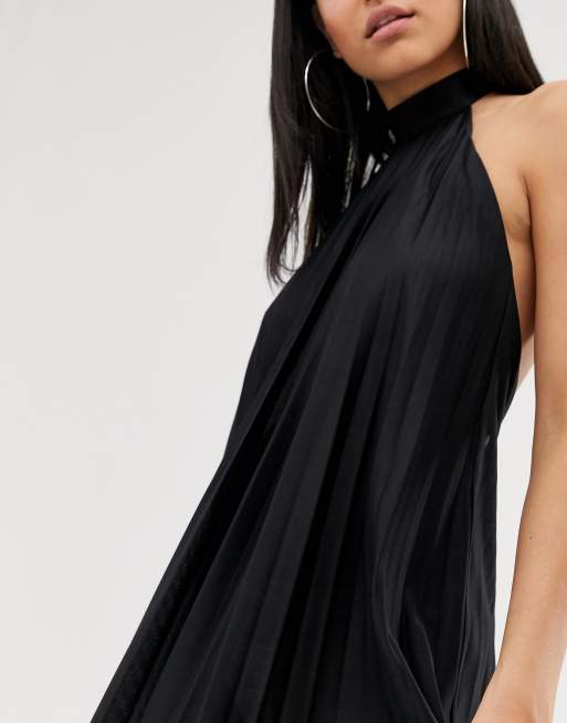 ASOS DESIGN tall backless halter pleated mini dress ASOS