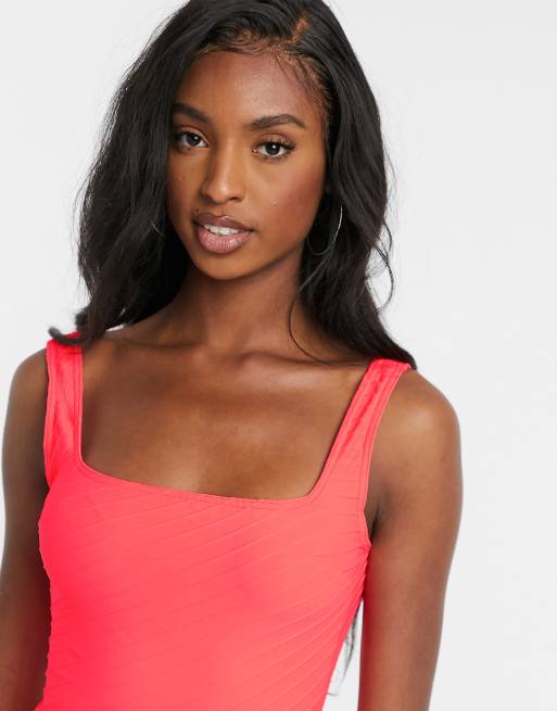 ASOS DESIGN - Tall - Badpak met vierkante hals in rood, 3 van 4