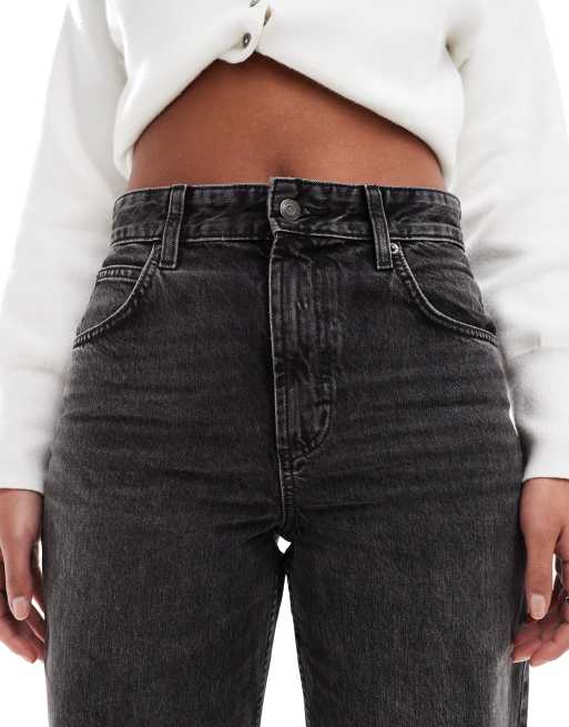 ASOS DESIGN Tall mid rise baggy boyfriend jeans in washed black