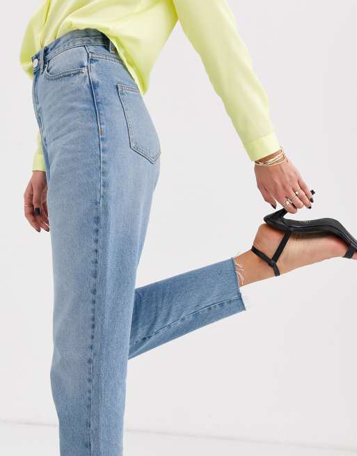 ASOS DESIGN Tall Balloon leg boyfriend jeans in mid blue wash, 3 of 4