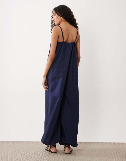 ASOS DESIGN Tall balloon leg jumpsuit in navy, 3 of 4