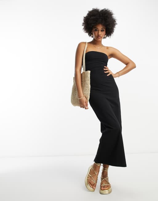 Asos black 2024 strapless dress