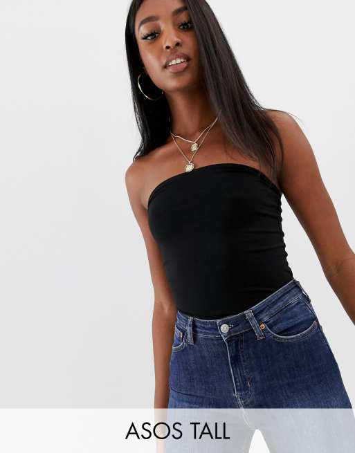 ASOS DESIGN Tall bandeau bodysuit in black