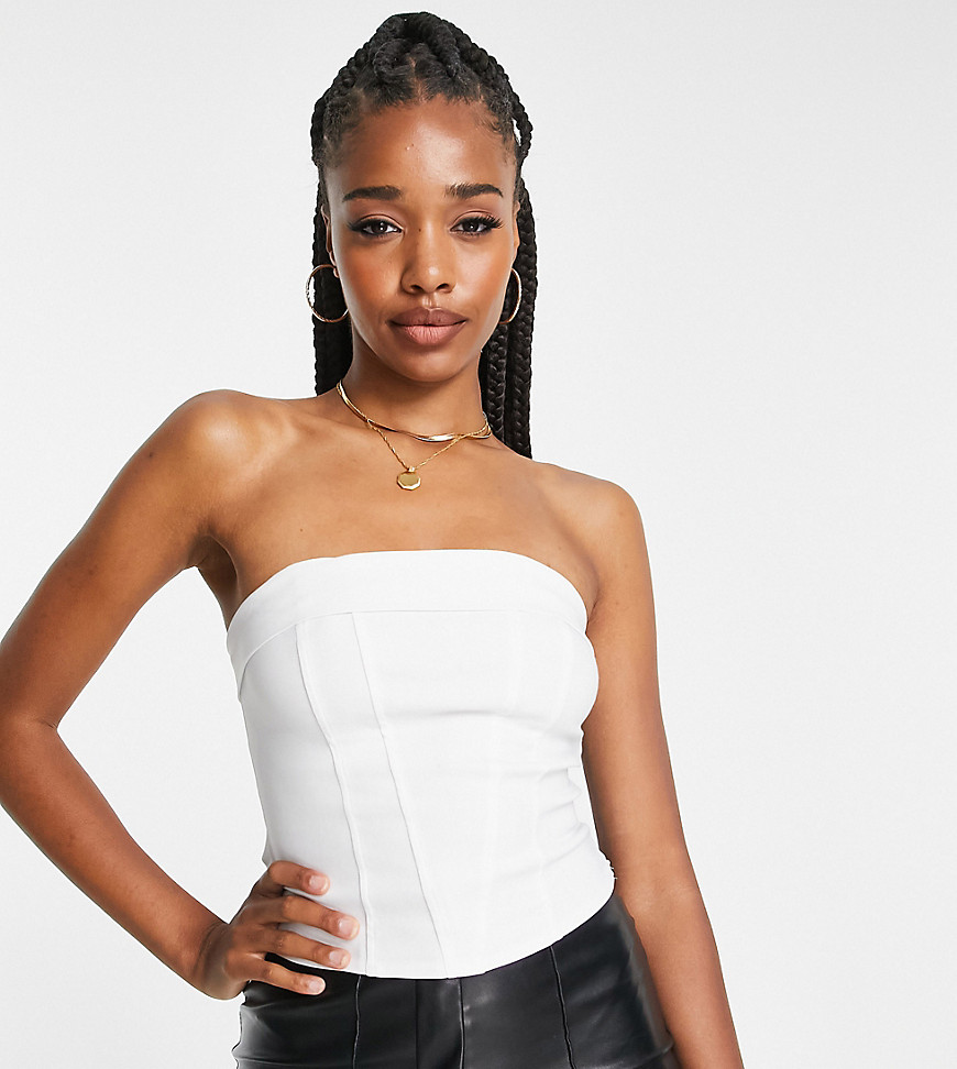 ASOS DESIGN Tall bandeau corset with seam detail in stone-Neutral