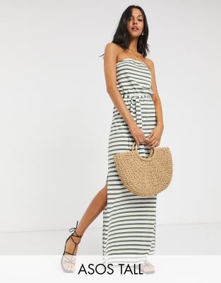 khaki bandeau maxi dress