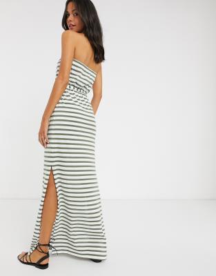 khaki bandeau maxi dress