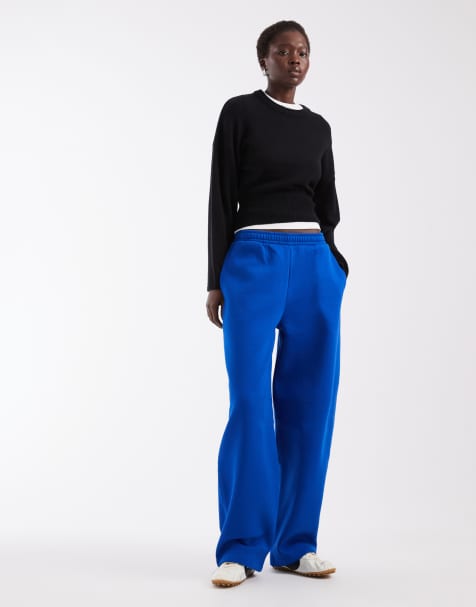ASOS DESIGN Tall barrel leg brushback jogger in bright blue - view 1